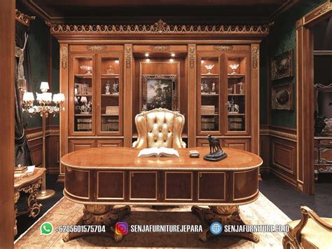 Custom Meja Kerja Direktur Solid Wood Executive Desk