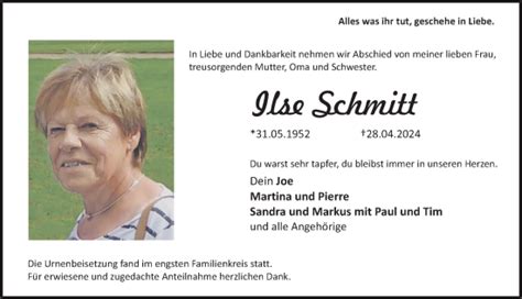 Traueranzeigen Von Ilse Schmitt Trauer Nn De