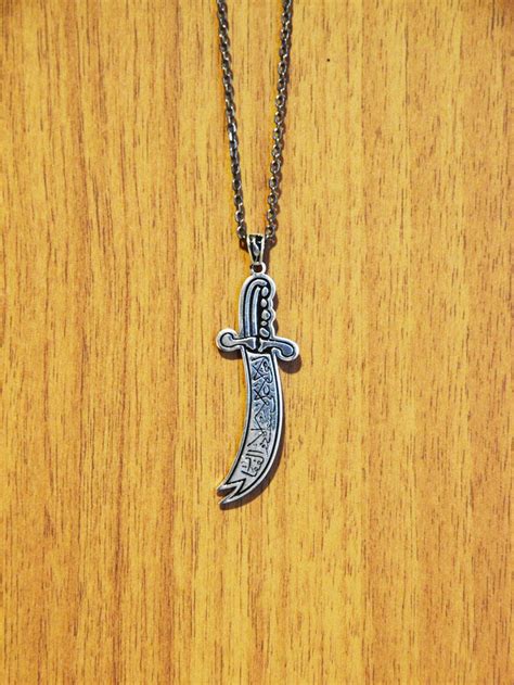 Luxury Handmade Silver Zulfikar Sword Necklace, Personalized Zulfikar ...