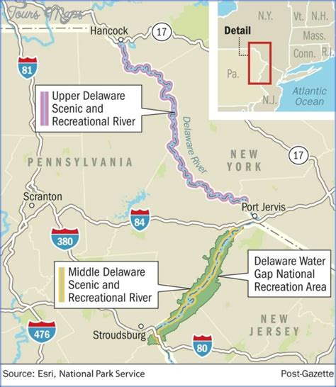 Delaware Water Gap Hiking Map - ToursMaps.com