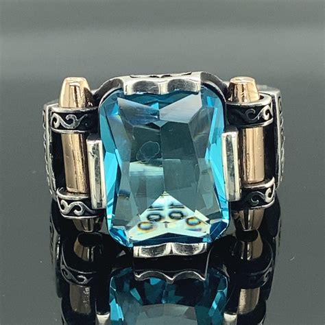 Man Silver Aquamarine Stone Ring Blue Aquamarine Stone Ring | Etsy