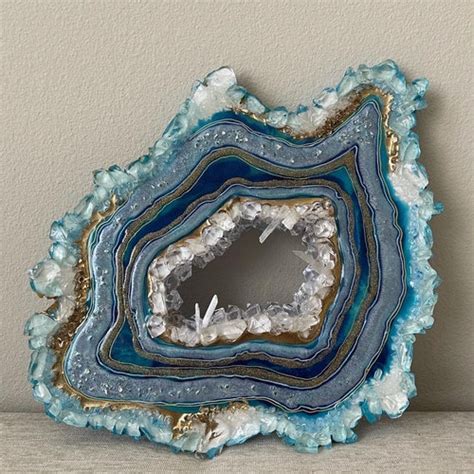 Geode Crystal Agate Resin Geode Wall Art Gemstone Painting Etsy