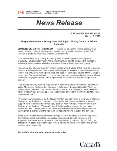 Government Press Release Template