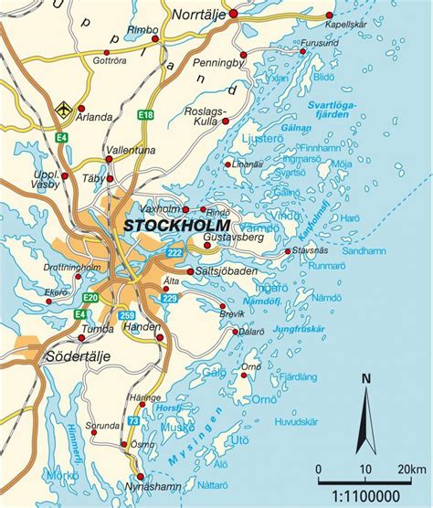 Stockholm map - Stockholm on map (Södermanland and Uppland - Sweden)