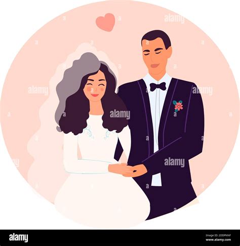 Newlywed Holding Hands Stock Vector Images Alamy