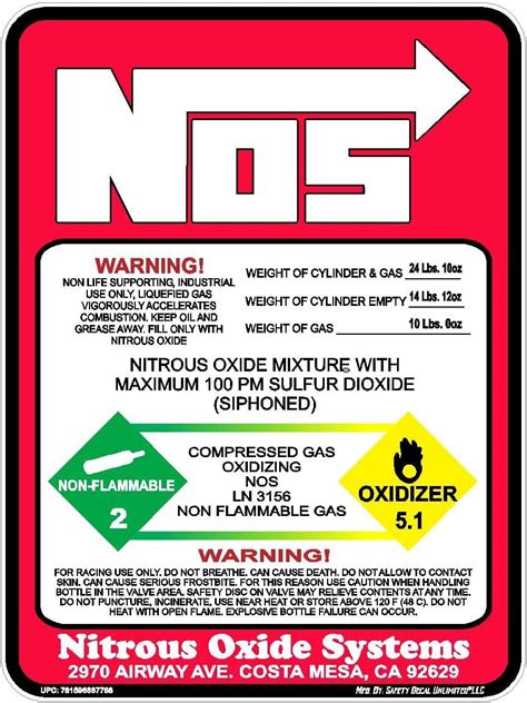 Decals_Unlimited Safety Decal Unlimited Nitrous Oxide Bottle India | Ubuy