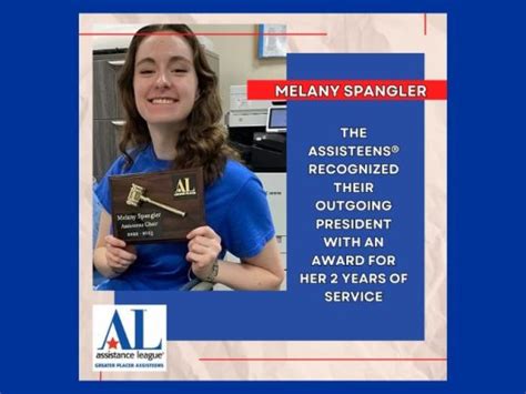 Melany Spangler Honored At Assisteens Meeting Assistance League Of