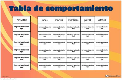 Tabla de Comportamiento de Cuadrícula Storyboard