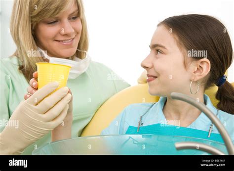 girl rinsing  mouth  res stock photography  images alamy