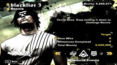 Need For Speed Most Wanted Blacklist Ronnie Milestones