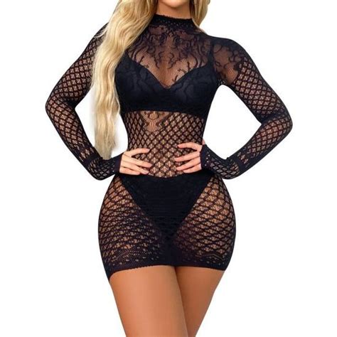 YIZYIF Nuisette Sexy Femme Lingerie Transparente Robe Résille