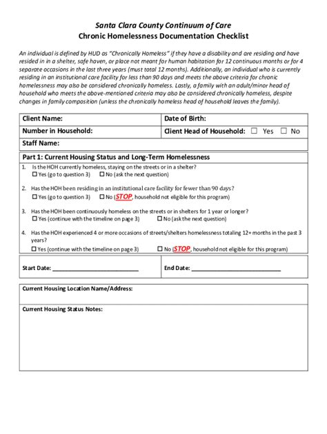 Fillable Online Sample Chronic Homelessness Documentation Form