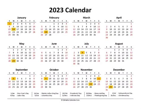 Calendar With Us Holidays Editable In Excel Word Pdf