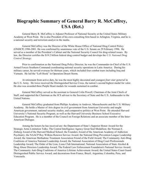 general barry mccaffrey net worth