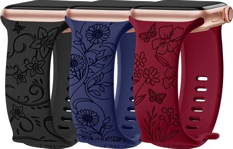 Amsky St Ck Floral Gravierte Band Kompatibel Mit Apple Watch Armband