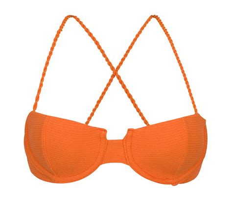 Reggiseno Bikini A Balconcino Arancione Testurizzato Con Spalline