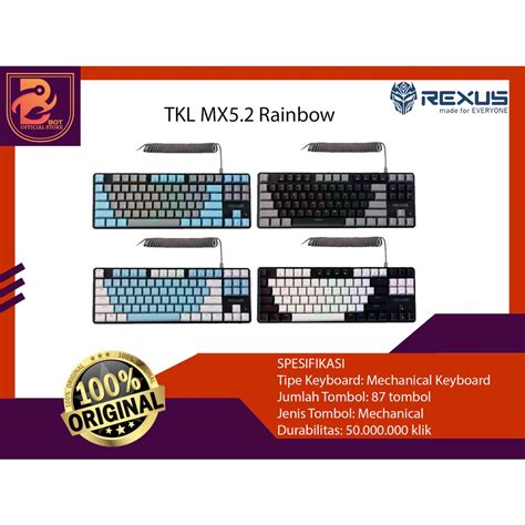 Jual Rexus Keyboard Gaming Mechanical Legionare MX5 2 TKL Original