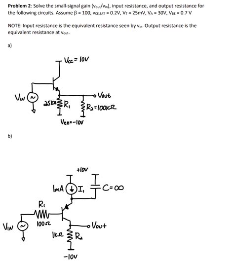 Solved Problem Solve The Small Signal Gain Vout Vin Chegg