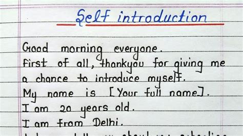 How To Introduce Yourself Self Introduction Speech Teaching Writing