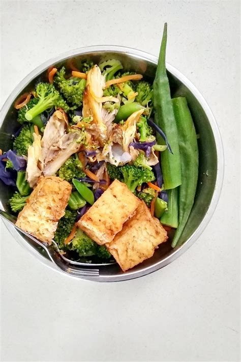 Tofu Broccoli Okra Bowl Homemade Snacks Tofu Whole Food Recipes