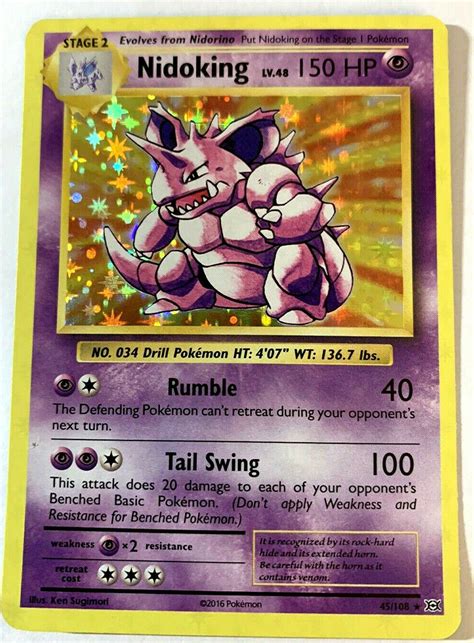 NIDOKING XY EVOLUTIONS 45 108 HOLO RARE Pokemon Card