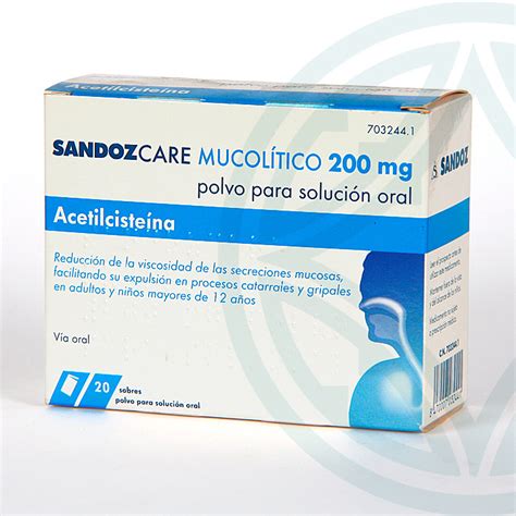 Sandozcare Mucolítico EFG 200 mg 20 sobres Acetilcisteína Farmacia