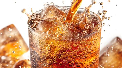 Premium Photo Generative Ai Pouring Cola Soda With Ice And Bubble On