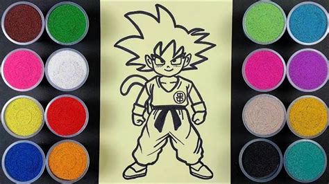 SAND PAINTING Coloring Dragon Ball Goku Using Colored Sand SAND ART