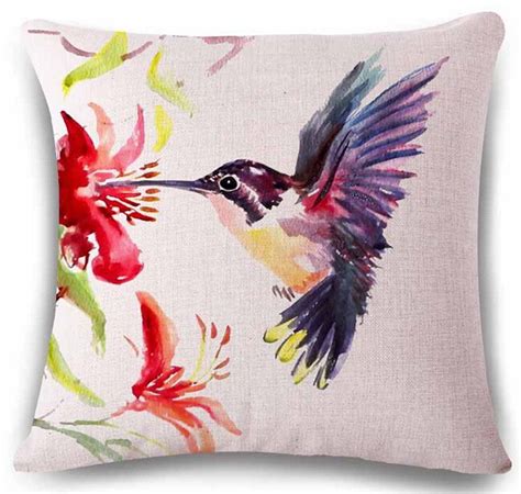 Oebtrol Oil Painting Bird Hummingbird Throw Pillow Case Cushion Cover