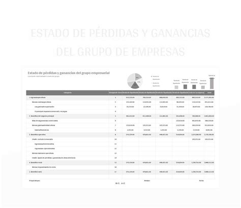 Plantilla De Excel Estado De Pérdidas Y Ganancias Del Grupo De Empresas