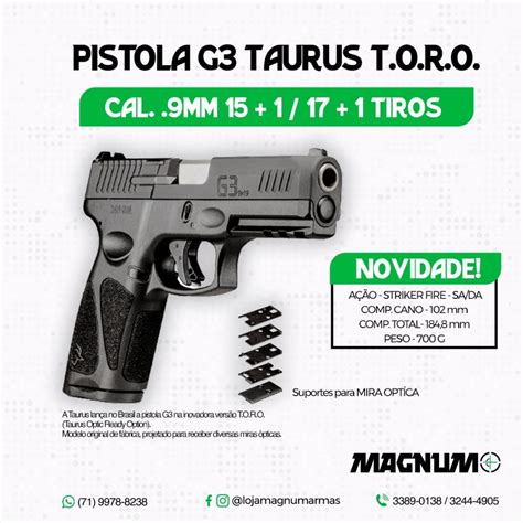 Pistola Taurus G3 Toro Cal 9mm Magnum Armas