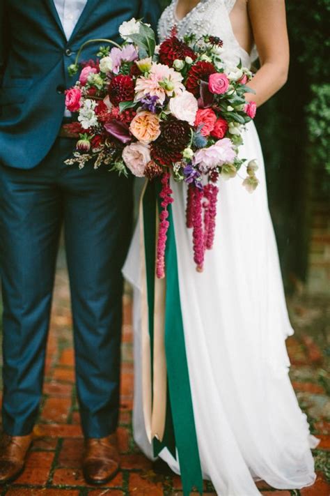 Touch Of Boho Jewel Toned Wedding Inspiration Dahlias Wedding Jewel