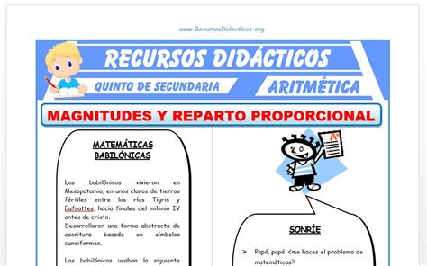 Ejercicios De Razones Y Proporciones Para Quinto De Secundaria