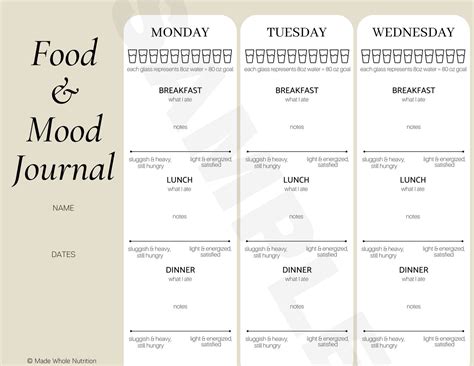 Simple Food & Mood Journal Handouts — Functional Health Research ...