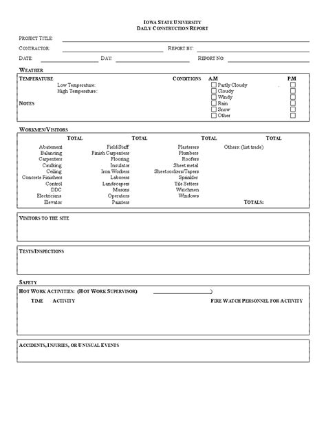 Construction Daily Report Template Free - Tisnyi.com