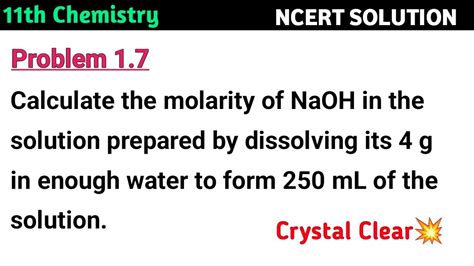 Calculate The Molarity Of Naoh In The Solution Prepared By Dissolving