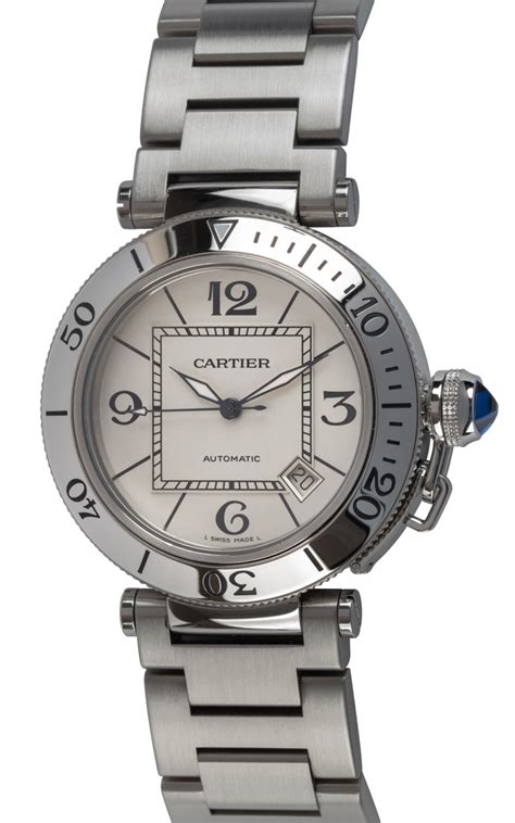 Cartier Pasha Seatimer 40 W31080m7 Sold Out Silver Dial On