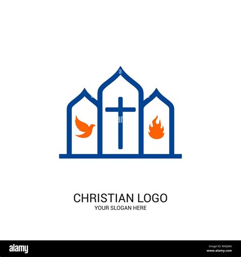 Christian Church Logo Bible Symbols The Flame The Cross Of Jesus