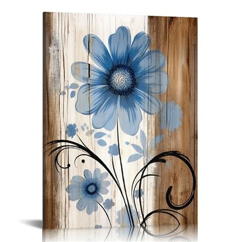 JEUXUS Daisy Canvas Art Flower Bathroom Art White Flower Canvas