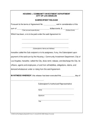 Fillable Online HCID CDBG Release Form Los Angeles Housing Department