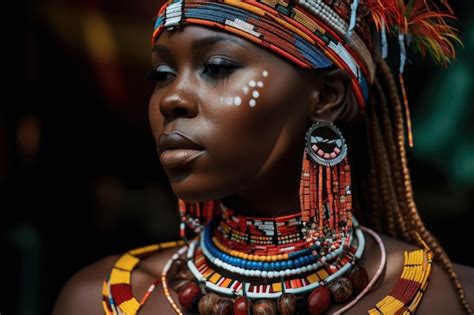 Premium Photo Bold African Woman With Intricate Tribal Face Paint