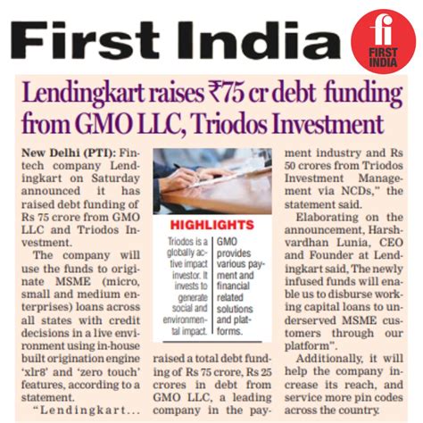 First India On Twitter Fimumbai Lendingkart Raises Rs Cr Debt