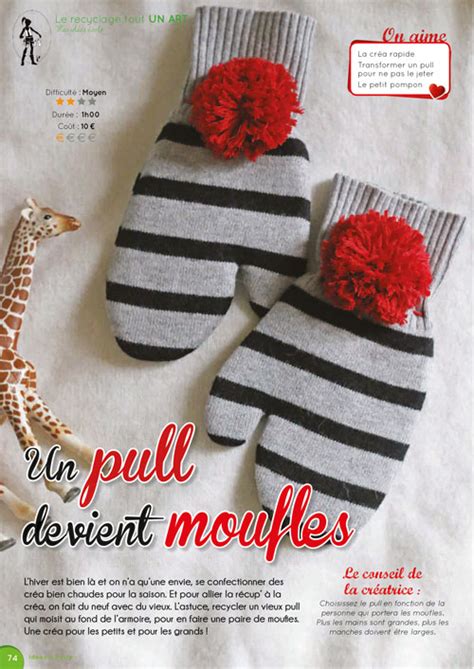 Un pull devient moufles IAF 07 Tuto en PDF Idées à Faire magazine