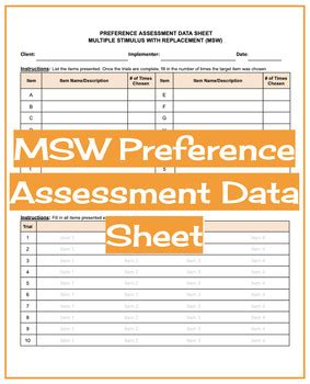 Multiple Stimulus With Replacement Msw Fillable Data Sheet Tpt