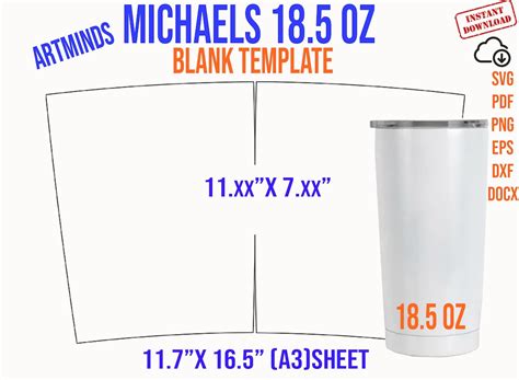 Tumbler Template Michaels 18 5oz Tumbler Template Full Wrap Tumbler Svg 18 5 Oz Tumbler