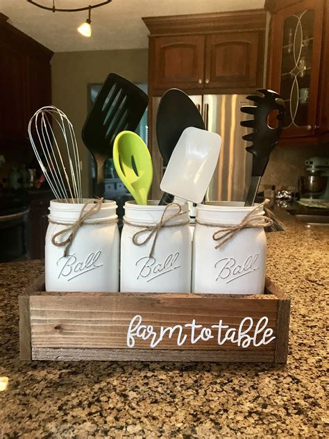 Farm To Table Mason Jar Utensil Holder Mason Jar Diy Wine Bottle Diy