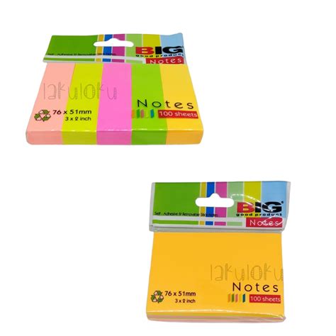 Jual Sticky Notes Post It Stiker Pembatas Buku Big Linko Polos