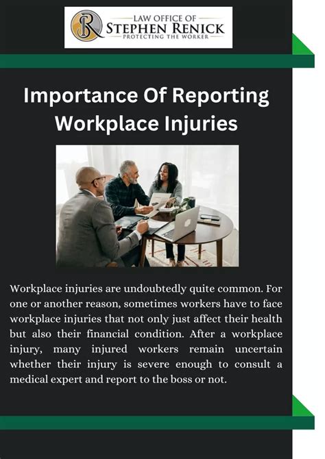 Ppt Importance Of Reporting Workplace Injuries Powerpoint