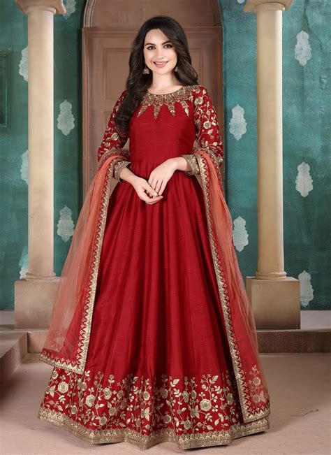 Shop Online Embroidered Ceremonial Anarkali Suit 161142 Anarkali Suits