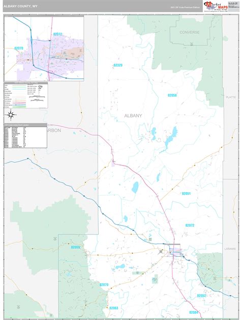 Albany County, WY Wall Map Premium Style by MarketMAPS